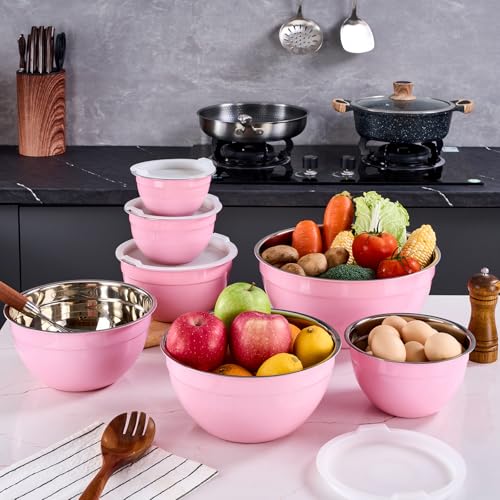 Pink Mixing Bowls With Airtight Lids