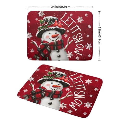 Winter Snowman Dish Drying Mat for Kitchen Counter 18x24 Inch Christmas Dish Draining Mat Xmas Snowflakes Decorations Fast Absorbent Tableware Cardinal Birld Dishes Pad for Coffee Bar Countertop