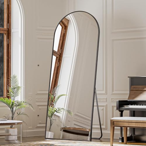 24"x65" Black Arched Floor Full Length Dressing Body Mirror