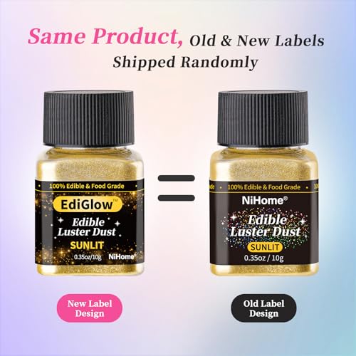 Edible Food Grade Glitter Powder Glimmer Luster Dust Metallic Fancy Food Decorating Sprinkle Glimmery Dust for Drink Wine Beverage Cake Bakery Vegan Allergen