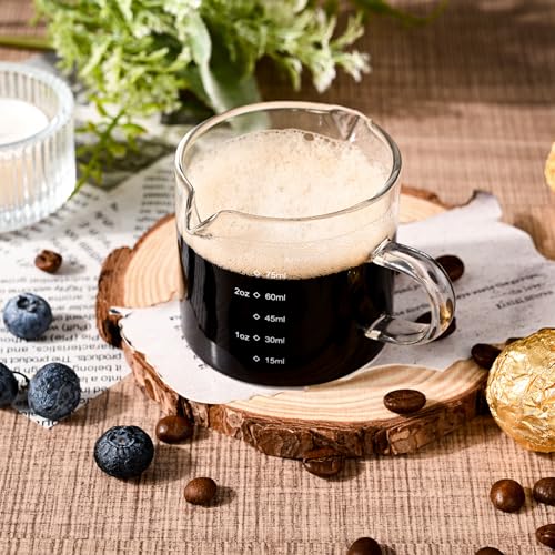 Espresso Double Spout Glass Coffee Cups with Handle