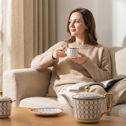 European Bone China Tea Cup Sets (12 Count)