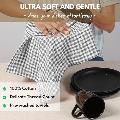 4 Pack Gingham Plaid Kitchen Towels 16"x26"