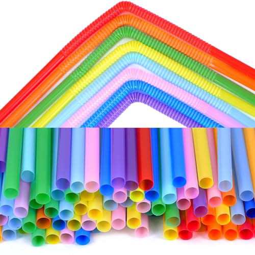 300pcs 10.3 Inches Disposable Flexible Bendy Drinking Straws Plastic Straws (300 Count)