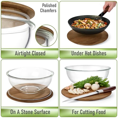 Glass Mixing Bowls Acacia Lids (5 Count)