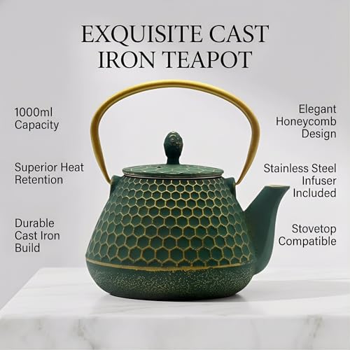 34oz Cast Iron Tea Kettle for Stovetop