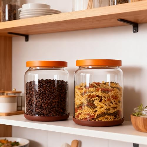 2 Pack Striped Borosilicate Glass Airtight Canisters