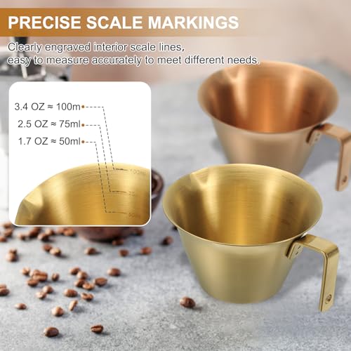 2 Pcs Stainless Steel Espresso Cup with Handle (2 Count)