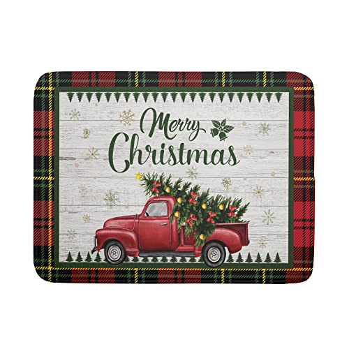 Red Truck Winter Dish Drainer Mat