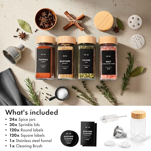 Glass Spice Jars with Label (24 Count)