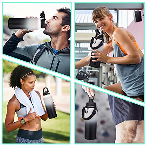 Stainless Steel Water Bottle 40oz with Straw & Auto Spout Lids (9 Count)