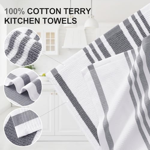 Premium Cotton Stripe Kitchen Towels 12 Pack (12 Count)