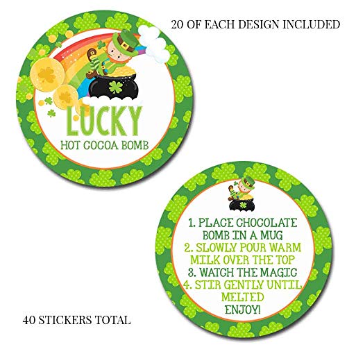 Lucky Leprechaun & Rainbow Themed Happy St. Patrick's Day Hot Cocoa Bomb Packaging Sticker Labels