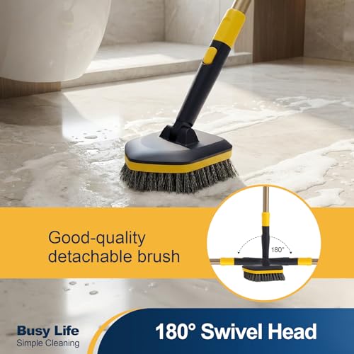 Tub Tile Scrubber Brush 2 in 1 Cleaning Brush 4*Scouring Pads 58.2"