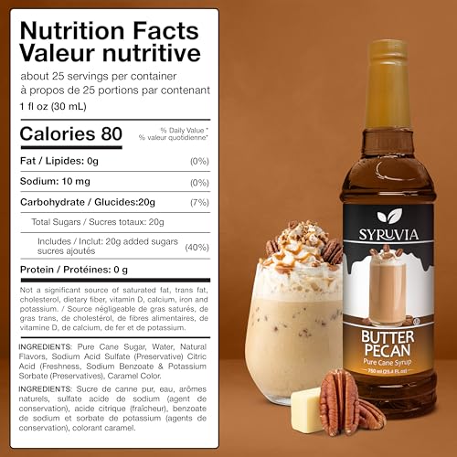 Coffee Syrup Butter Pecan Flavored Syrup for Drinks (25.4 Fl Oz)