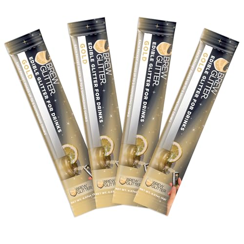 Brew Glitter Gold Edible Drink Glitter 4 x 2g Packets for Cocktails (4 Count)