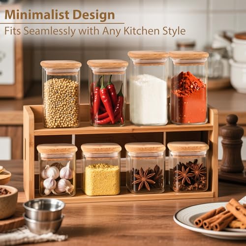 20 Pack 8 oz Square Glass Spice Jars with Lids and Labels (20 Count)