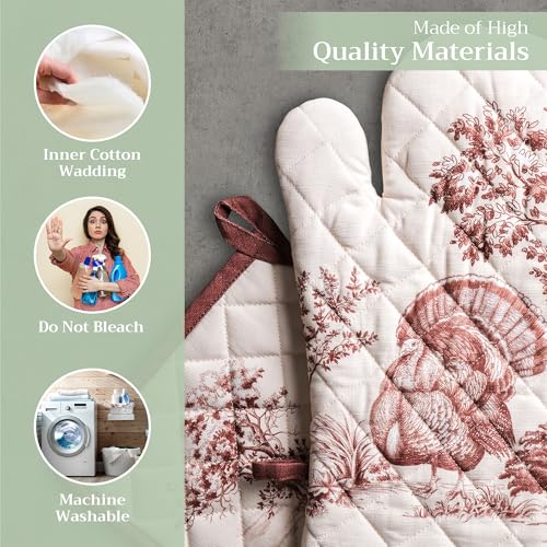 100% Cotton Oven Mitt & Pot Holder Set