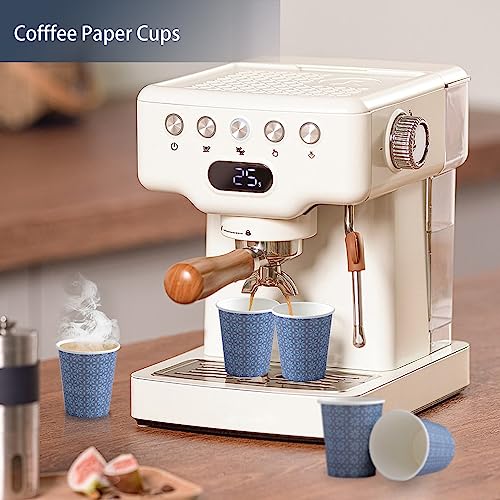 300 Pack Paper Cups 8 oz Bulk Disposable Coffee Cups Navy Floral (300 Count)