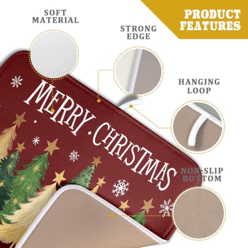 Xmas Tree Red Dish Drying Mat for Kitchen Counter