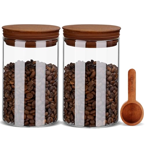 27oz Coffee Canister with Scoop and Wooden Lids