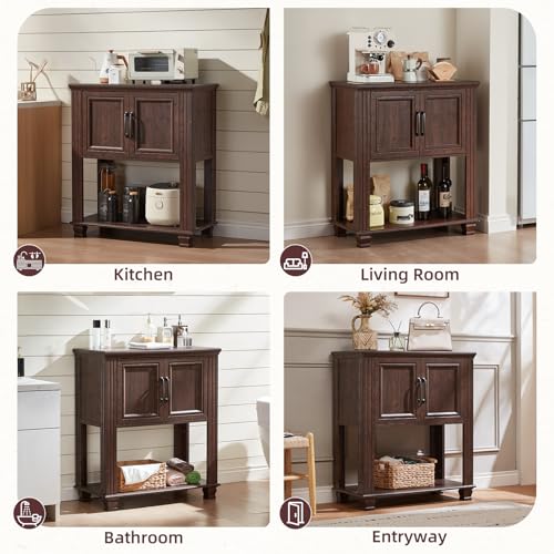 Farmhouse Coffee Bar Cabinet with Open Shelf