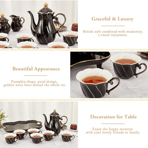 14 pcs Tea Set of 6 with Tea Tray & Spoons