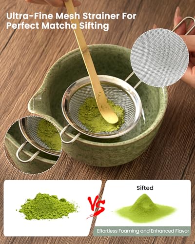 Matcha Whisk Set Ceramic Matcha Kit Set Includes Matcha Bowl (7 Count)