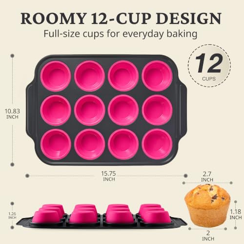 Silicone Muffin Pans for Baking with Metal Frame