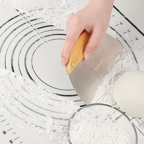Dough Cutter Dough Scraper with Wooden Handle and Food Grade Stainless Steel Blade (11.9931 Ounce)