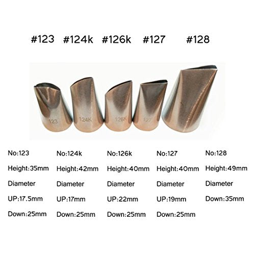 5 piece Stainless Steel Rose Flower Piping Tips Piping Nozzles Cake Decorating Supplies Cookies Cupcake Icing Decorating Supplies Decorating Kits Frosting Icing Tips Baking Set Tools #4 (5 Count)