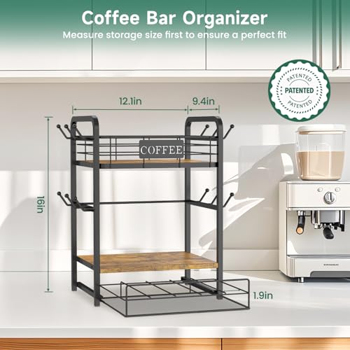 Coffee Bar Organizer Station Shelf Mug Holder