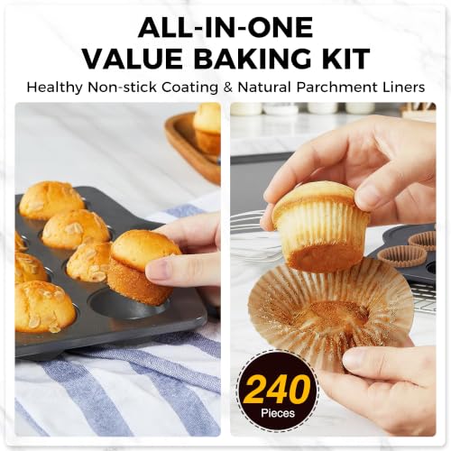 Mini 24 Muffin & Cupcake Pans with 240 Liners