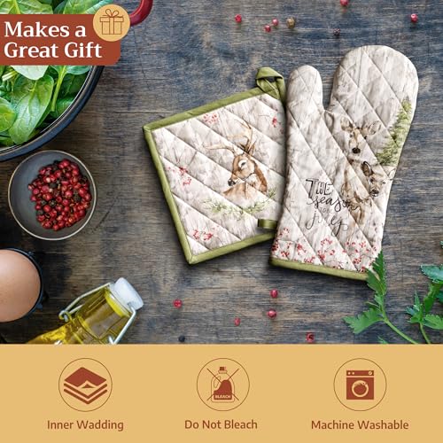 100% Cotton Oven Mitt & Pot Holder Set