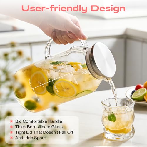 Glass Pitcher with Lid and Handle