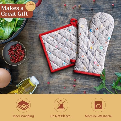 100% Cotton Oven Mitt & Pot Holder Set