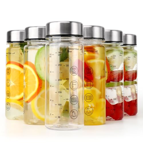6 Pack Plastic Juice Bottles with Caps (6 Count)