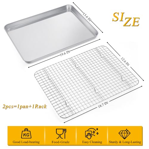 19.6 Inch Baking Sheet Pan with Wire Rack for Cookie