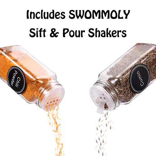66 Pcs 4 oz Glass Spice Jars with Shaker Lids and 703 Spice Labels