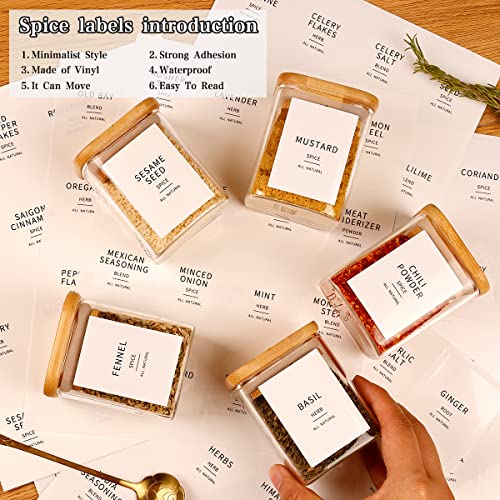 12 Pcs Square Glass Spice Jars with Natural Bamboo Lids