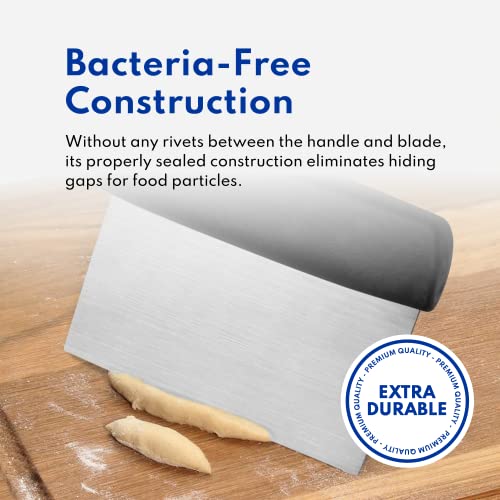 Bakery Grade Stainless Steel Dough Scraper with Black Plastic Handle