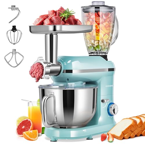 3-in-1 Stand Mixer, 6-Quart Tilt-Head Mixer, 10 Speeds, Blue