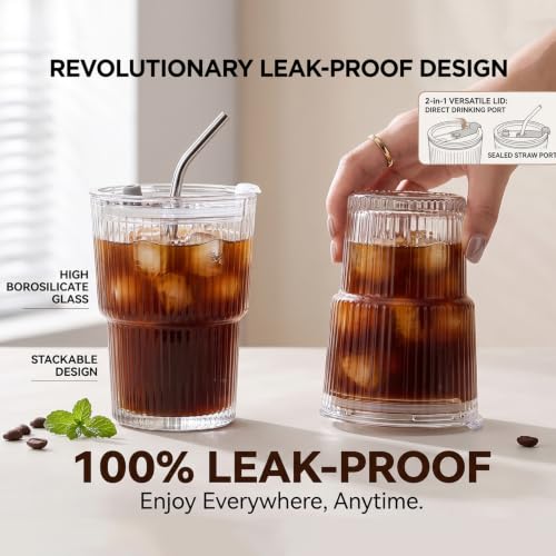 13oz Iced Coffee Cups with Lids and Straws