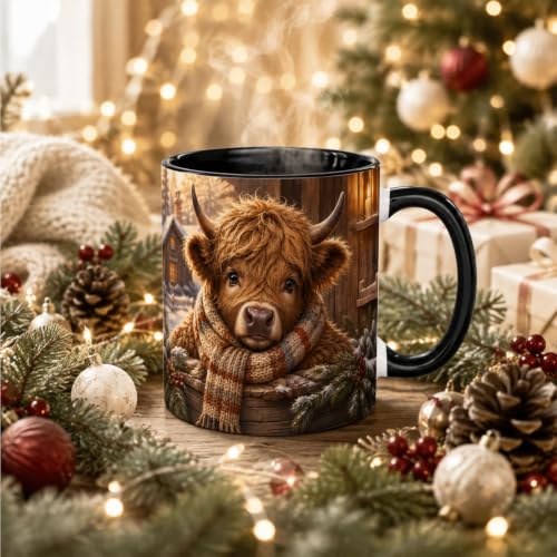 Cozy Winter Highland Cow Coffee Mug