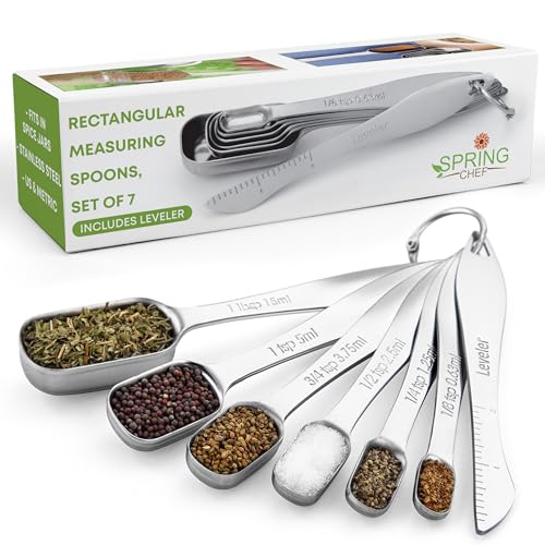 Nesting Stainless Steel Measuring Spoons Set of 7 with Leveler