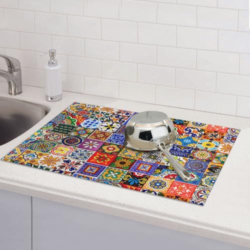 Bohemian Chic Floral Dish Drying Mat