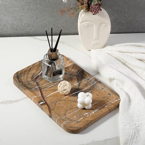 Marble Tray 12"x8" Natural Marble Vanity Tray for Countertop Bathroom Kitchen Dresser