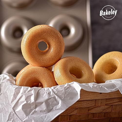 Non-stick 6-Cavity Donut Pans,Set of 2,Ring Doughnut Pan,Donut Pan for Baking(Champagne Gold) (2 Count)