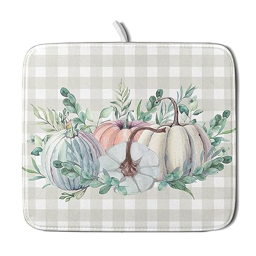 Fall Colorful Pumpkin Dish Drying Mat for Kitchen Counter