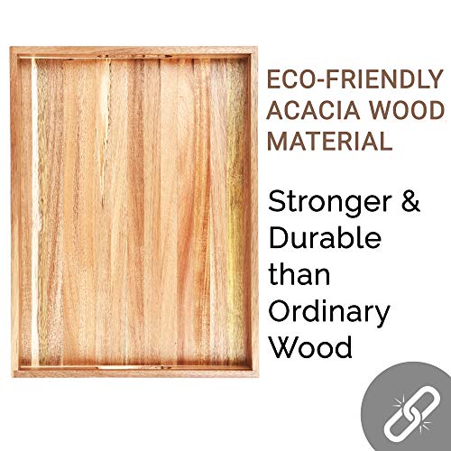 Acacia Wood Serving Tray with Handles